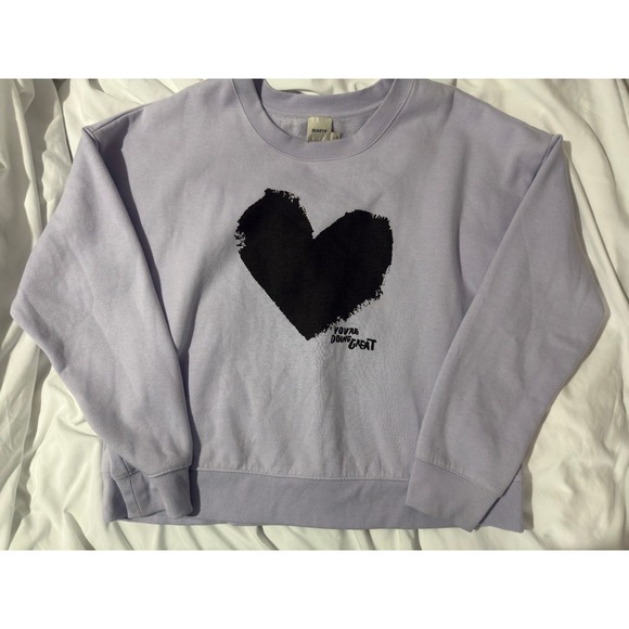 Maeve Lavender Heart Graphic Sweatshirt "You're Doing Great" Women's L - Picture 2 of 8